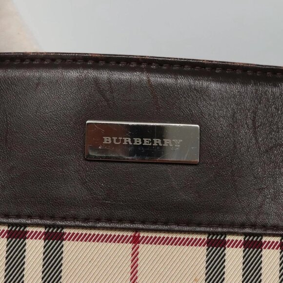 BURBERRY Nova Check Hand Bag Nylon Beige Silver - Picture 13 of 16